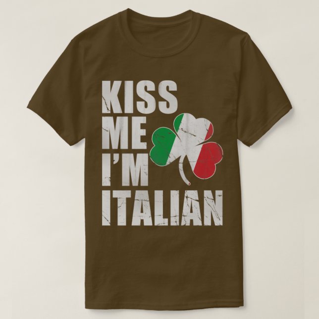 Camiseta Irlandês Me Beija Im Dia de São Patrício Italiano (Frente do Design)