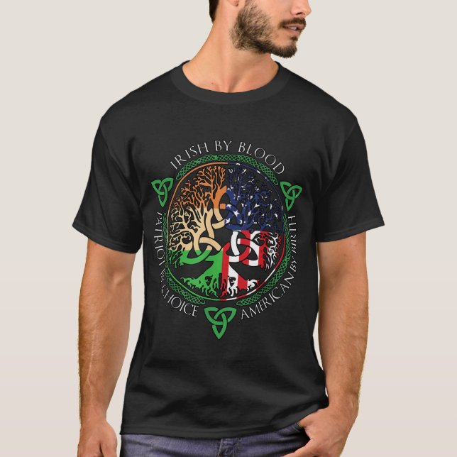 Camiseta Irlandês Por Blood American Por Aniversário Patrio (Frente)