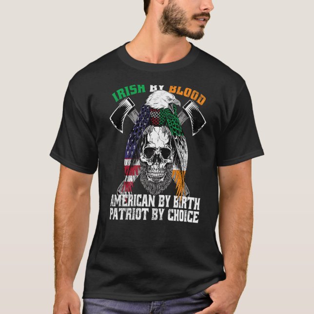Camiseta Irlandês Por Blood American Por Nascimento Patriot (Frente)