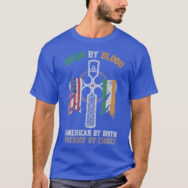 Camiseta Irlandês Por Blood American Por Nascimento Patriot (Frente)