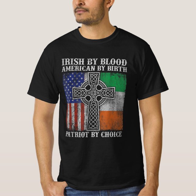 Camiseta Irlandês Por Blood American Por Nascimento Patriot (Frente)