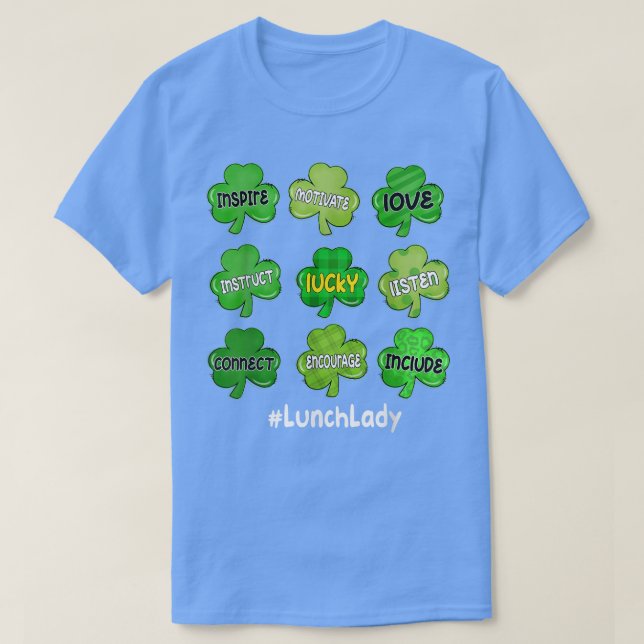 Camiseta Irlandês Shamrock inspira amor lucky Lunch Lady Ru (Frente do Design)