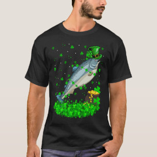 Camiseta Irlandês Shamrock Leprechaun Salmon Fish Rua de Pa