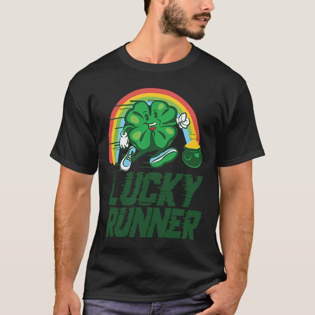 Camiseta Irlandês Shamrock Lucky Running Marathon Team Rua  (Frente)