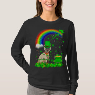 Camiseta Irlandês Shamrock Rainbow Lucky Siamese Cat Rua Pa
