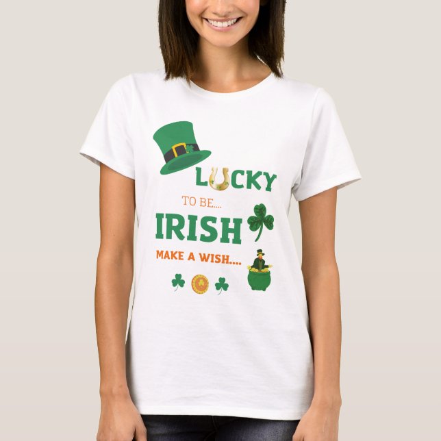 Camiseta Irlandês sortudo faz T-Shirt desejada (Frente)