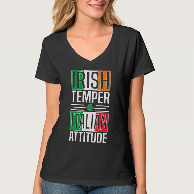 Camiseta Irlandês Temper - Dia de São Patrício italiano de  (Frente)