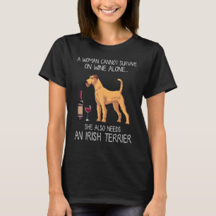 Camiseta Irlandês Terrier E Cão Engraçado De Vinho