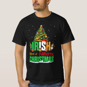 Camiseta Irlandês Você Um Feliz Natal Papais noeis Irish Fl