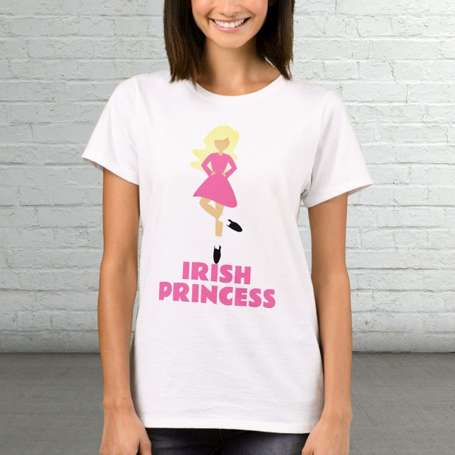 Camiseta Irlandesa Princesa Loira Dançarina Irlandesa com V (Criador carregado)
