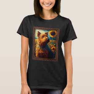 Camiseta Irlandesa Terrier Pintando Flor de Girassol Mãe Mu