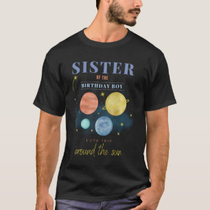 Camiseta Irmã 5 Aniversário Quinta Viagem Ao Redor Do Espaç