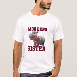 Camiseta Irmã Adorável MOO DENG Baby Hippo Bestie Princes