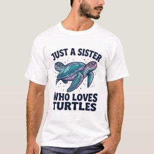 Camiseta Irmã Ama Tartarugas Desenho de Gravura Vintage_1