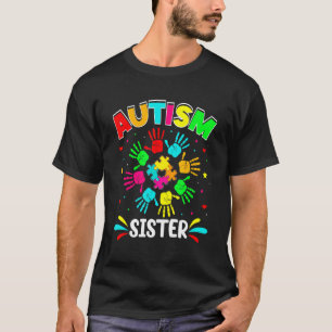 Camiseta Irmã Autista Puzzle Apoio Família Consciente do Au