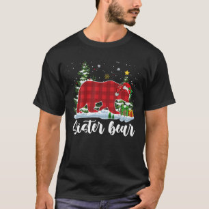 Camiseta IRMÃ BEAR Mulheres Xadrez Vermelha Natal Pajama T