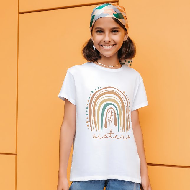 Camiseta Irmã Boho Rainbow e Pastel Design Kids T-Shirt (Criador carregado)