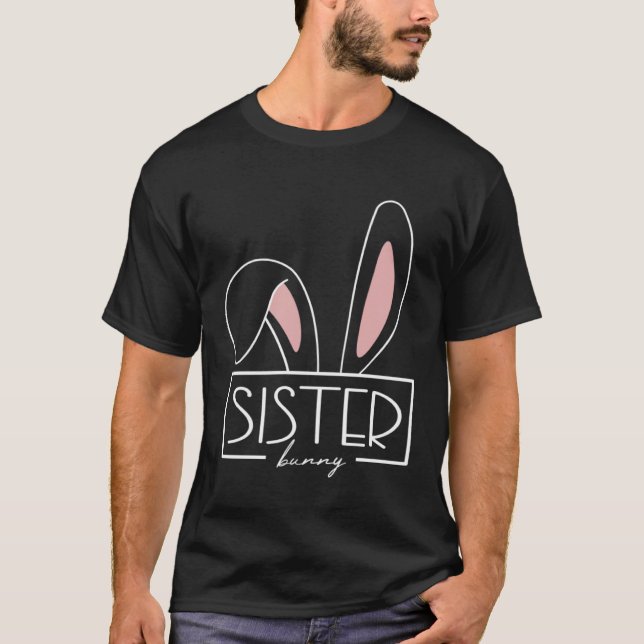 Camiseta Irmã Bunny Costume Egg Hunt Coelho Família Coelho  (Frente)