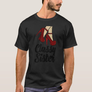 Camiseta Irmã Clássica Heels Alta Mulher Aniversário Celebr