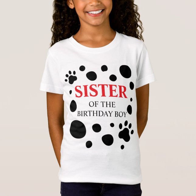 Camiseta Irmã com Pintas Dalmáticas do Menino/Menina da Fes (Frente)