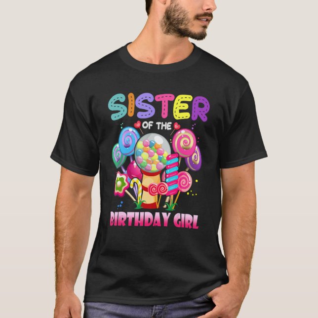 Camiseta Irmã Da Docinho De Aniversário Família Kandy M (Frente)