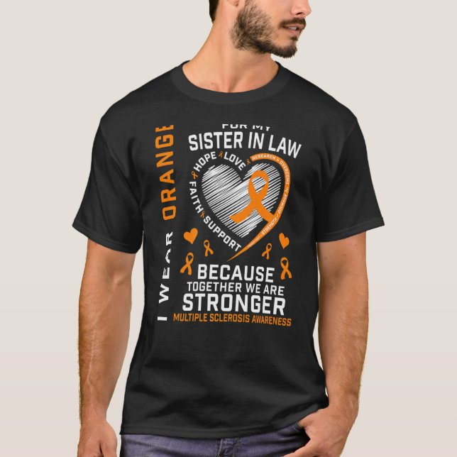 Camiseta Irmã Da Faixa Laranja Em Lei Esclerose Múltipla (Frente)