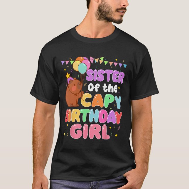 Camiseta Irmã Da Família Capy Birthday Girl Capybara P (Frente)