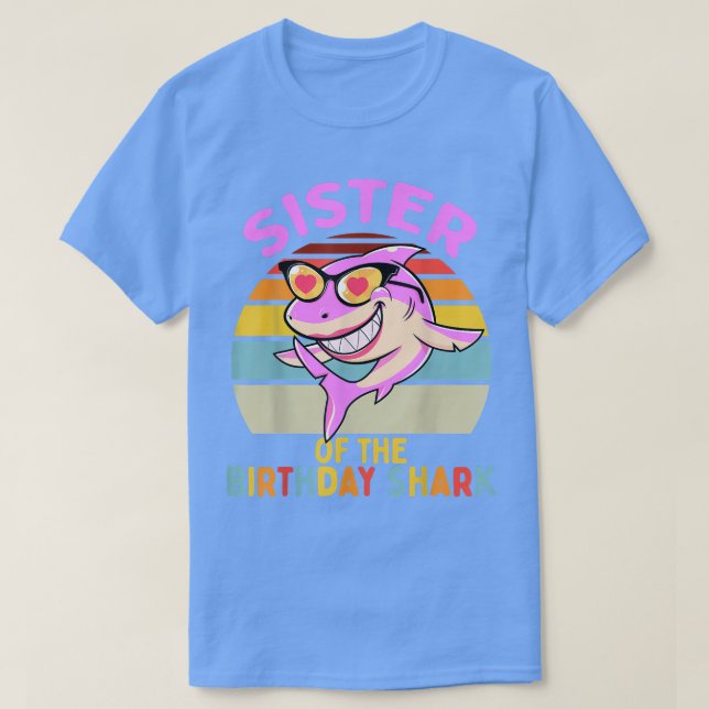 Camiseta Irmã da Família de Aniversário do Tubarão (Frente do Design)