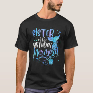 Camiseta Irmã Da Família De Sereias De Aniversário Que Corr