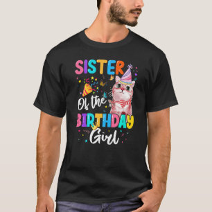 Camiseta Irmã Da Família Do Tema Da Gatinha De Aniversário