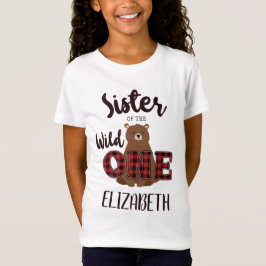 Camiseta Irmã da Festa de Aniversário do Urso Xadrez Wild O