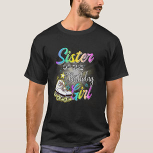 Camiseta Irmã Da Garota Do Aniversário Patinadora De Patins