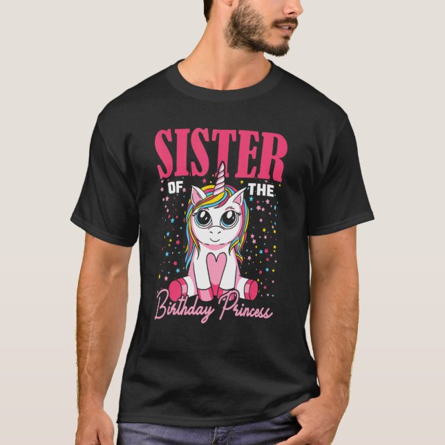 Camiseta Irmã Da Princesa De Aniversário Promovida Para Big (Frente)