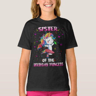 Camiseta Irmã Da Princesa De Aniversário Unicorn