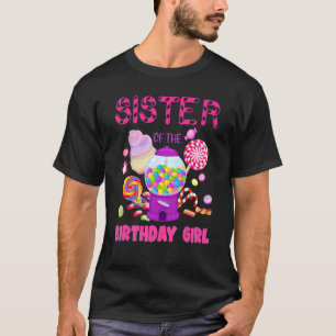 Camiseta Irmã Da Rapariga De Aniversário Candyland Candy Bi