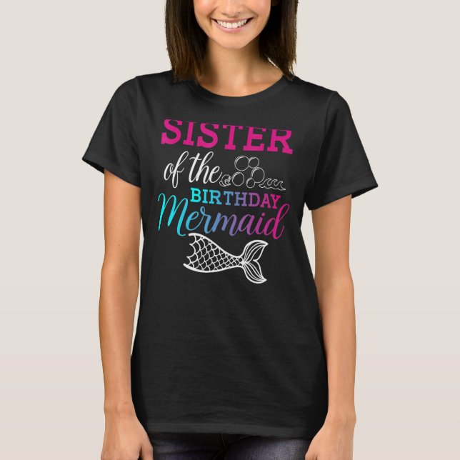 Camiseta Irmã Da Sereia De Aniversário Mãe Da (Frente)