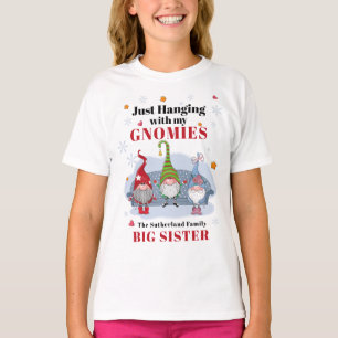 Camiseta Irmã de Correspondência Familiar dos Gnomos Natal