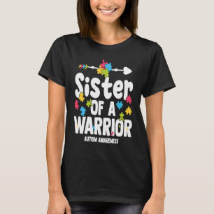 Camiseta Irmã de um Guerreiro Família do Autismo Puzzle Con