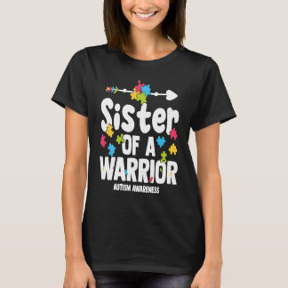 Camiseta Irmã de um Guerreiro Família do Autismo Puzzle Con