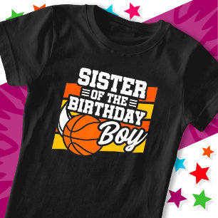 Camiseta Irmã do Aniversário do Festa de Basquete para Cria