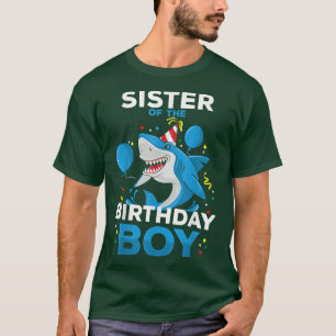 Camiseta Irmã do Aniversário do Tema do Oceano Tubarão