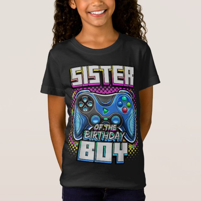 Camiseta Irmã do Aniversário Vídeo da Família Matching G (Frente)