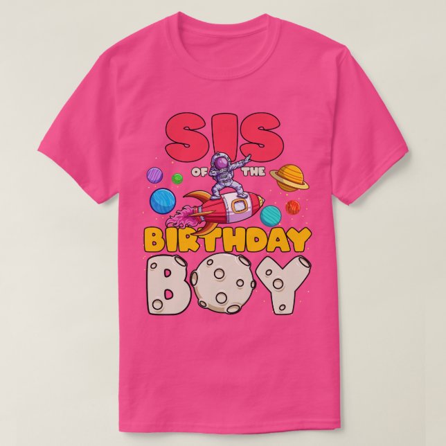 Camiseta Irmã do Astronauta Dabbing Birthday Boy Match (Frente do Design)