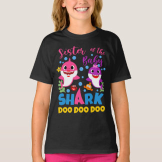 Camiseta Irmã Do Bebê Tubarão Irmã De Aniversário