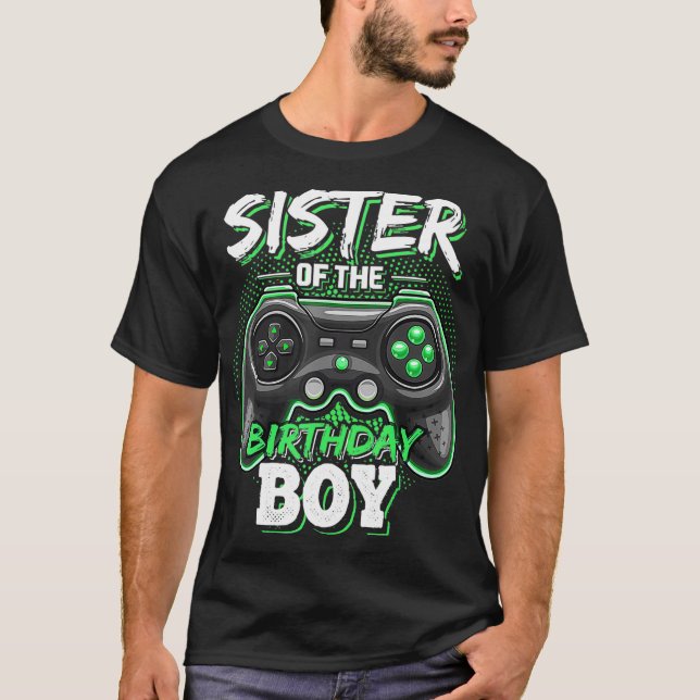 Camiseta Irmã do Birthday Boy Matching Video Game Bir (Frente)