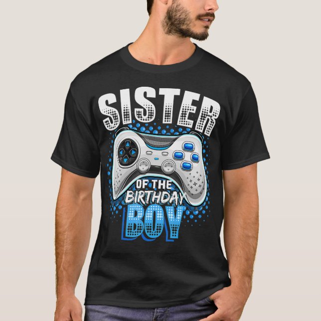 Camiseta Irmã do Birthday Boy Matching Video Game Bir (Frente)