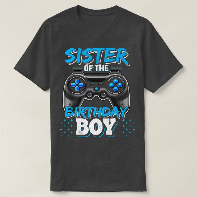 Camiseta Irmã do Birthday Boy Matching Video Game Bir (Frente do Design)