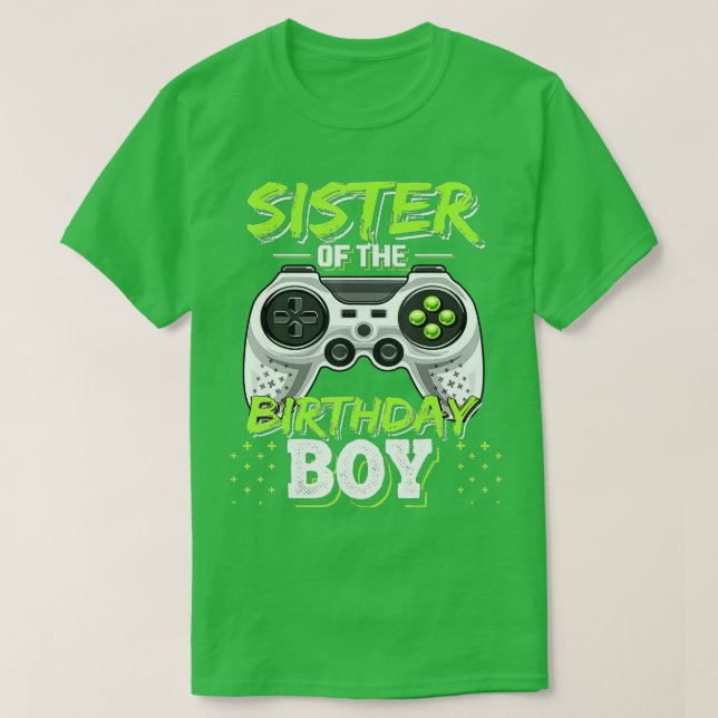 Camiseta Irmã do Birthday Boy Matching Video Game Bir (Frente do Design)