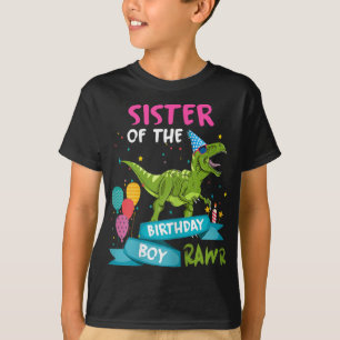 Camiseta Irmã do Birthday Boy TRex Matching Dinossaur