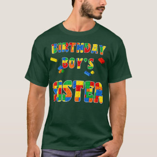 Camiseta Irmã Do Bloco De Construção Do Garoto De Aniversár